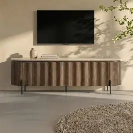 TV meubel walnoot met marmer bij LUMZ