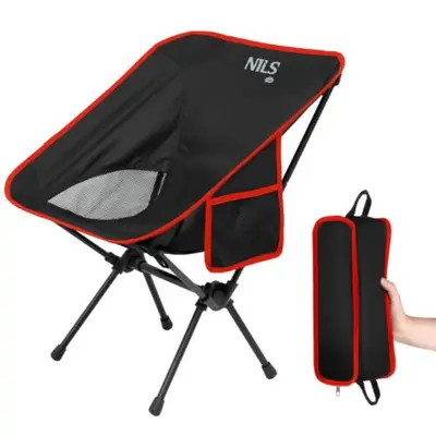 Ultralichte Campingstoel Nils First Zwart bij Outdoorsportshop