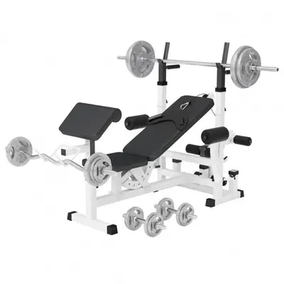 Universele Halterbank Wit 108 kg Halterset Gripper Gietijzer bij Gorilla Sports