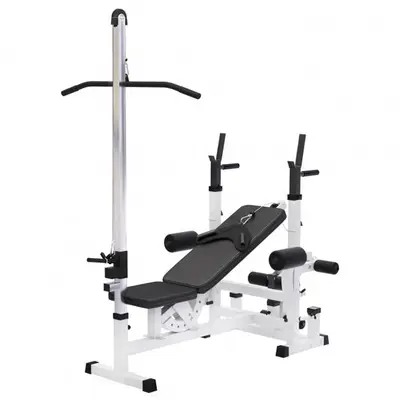 Universele Halterbank wit Met Lat Pulley bij Gorilla Sports