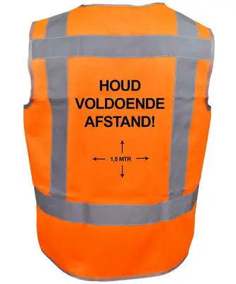 Veiligheidshesje houd afstand oranje bij Wear2work