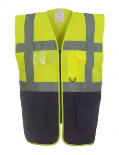 Veiligheidshesje met rits geel, marineblauw bij ESV Shop