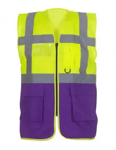 Veiligheidshesje met rits geel, paars bij ESV Shop