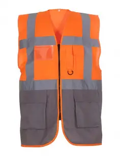 Veiligheidshesje met rits oranje, grijs bij ESV Shop