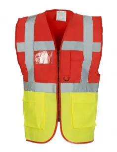 Veiligheidshesje met rits rood, geel bij ESV Shop