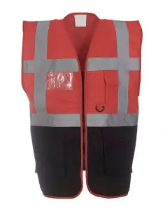 Veiligheidshesje met rits rood, zwart bij ESV Shop