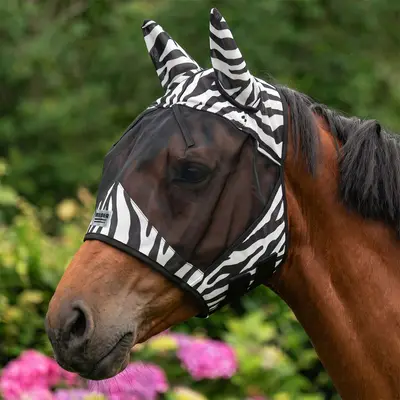 Velder Horsewear Essentials Vliegenmasker Zebra met Oren Zwart/Wit bij Agradi