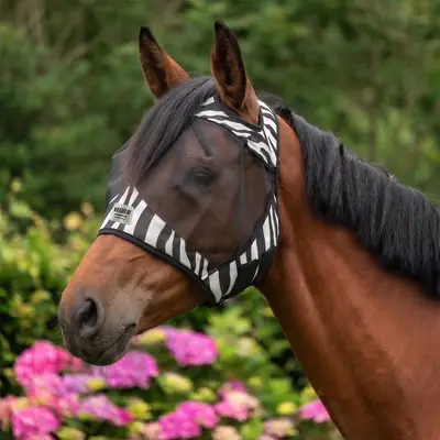 Velder Horsewear Essentials Vliegenmasker Zebra zonder Oren Zwart/Wit bij Agradi