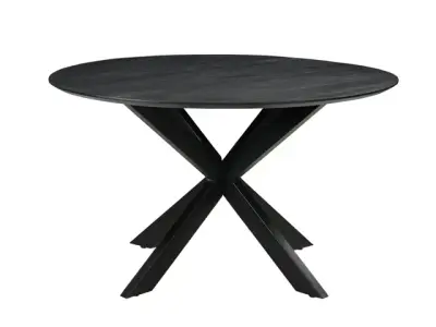 Vergadertafel Harper 130cm Rond Mango Zwart Spinpoot Zwart bij DiscountOffice.nl