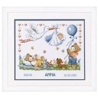 Vervaco Borduurpakket Geboorte Ooievaar 0011996 bij Art en Hobby