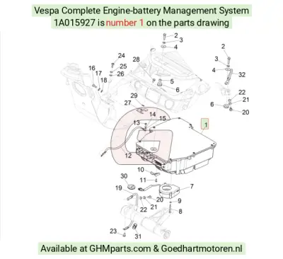 Vespa Besturingssysteem Motoraccu CPL 1A015927 bij Goedhart Motoren