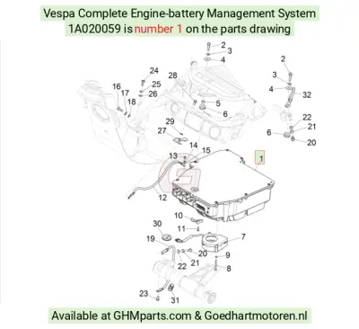 Vespa Besturingssysteem Motoraccu CPL 1A020059 bij Goedhart Motoren