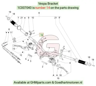 Vespa Klem met schroeven 1C007040 bij Goedhart Motoren