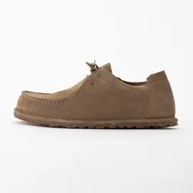 Veterschoen Birkenstock Women Utti Lace Suede Leather Gray Taupe Narrow bij Sneaker District