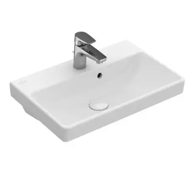 Villeroy & Boch Avento - Wastafel Compact 55x37 cm, met overloop, 1 kraangat, alpine wit 4A005501 bij Sanitino