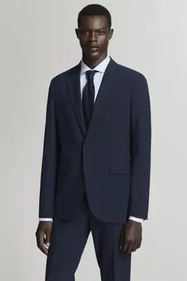 viscose slim fit colbert - donkerblauw bij Wehkamp