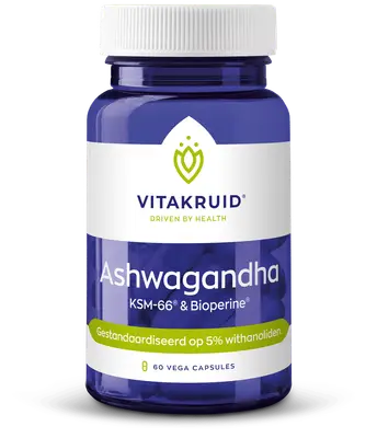 Vitakruid Ashwagandha 5% Withanoliden Ksm-66 & Bioperine bij Vitatheek