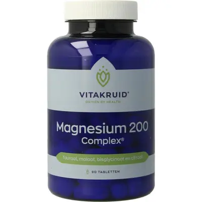Vitakruid Magnesium 200 Complex Tauraat Malaat Bisglycinaat bij Vitatheek
