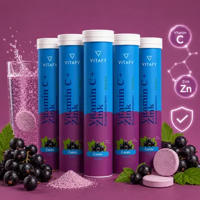 Vitamine C + Zink - Cassis (20 bruistabletten) - 6 Pack bij Bodylab