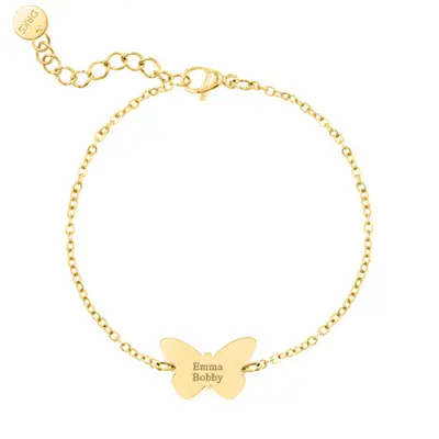 Vlinder Armband Met Gravering Goudkleurig bij DRKS