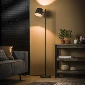 Vloerlamp 1L verstelbare metalen kap 1xE27 Charcoal bij Breman Verlichting
