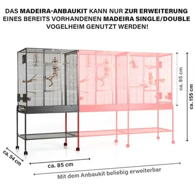 Vogelkooi Montana Madeira Single Bevestigingskit: L 85 x B 54 x H 155 cm bij Bitiba