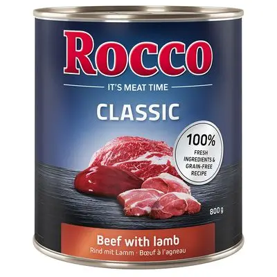 Voordeelpakket Rocco Classic 12 x 800 g Hondenvoer Rund met Lam bij Bitiba