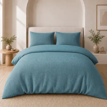 Wafel Dekbedovertrek Blauw bij Fine2Sleep
