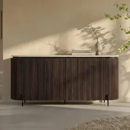 Walnoot dressoir met travertin blad bij LUMZ