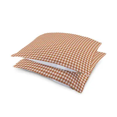 Walra - Kussensloop Cozy Check - 2x 60x70 cm - Bruin / Off White bij Leen Bakker
