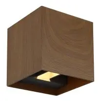 Wandlamp buiten kubus IP54 580lm 3000k houtlook bij Lampidee