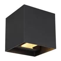 Wandlamp buiten kubus IP54 580lm 3000k zwart bij Lampidee