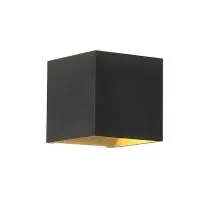 Wandlamp vierkant Up & Down 1-lichts zwart/goud bij Lampidee