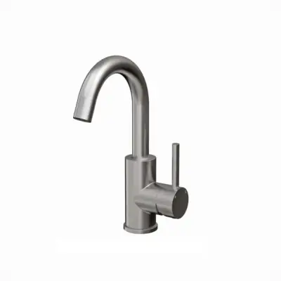 Wastafelkraan met draaibare uitloop volledig Rvs één-greeps bediening inclusief aansluitslangen bij Voordelig Design Sanitair
