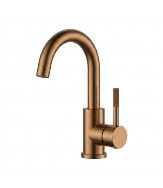 Wastafelkraan S-Grip Geborsteld Brons Koper | PVD & Cold-Start - Draaibare uitloop bij Sani4Comfort