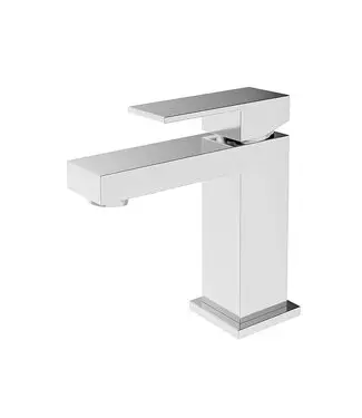 Wastafelkraan SQUARE laag 17,7cm Vierkant Chroom eenhendel bediening bij Sani4Comfort