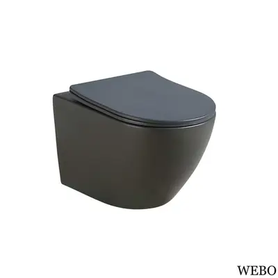 WEBO Odin Toilet Hangend Gun Metal Randloos – Kwaliteit & Design (Inclusief zitting) bij DoucheKampioen