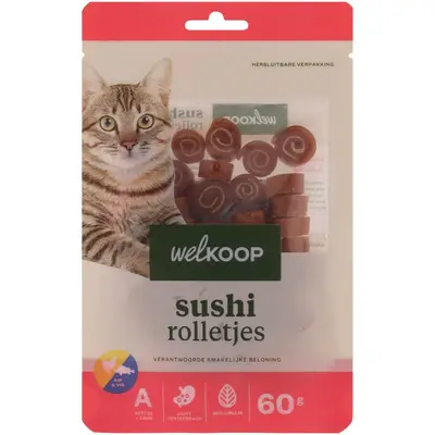 Welkoop Sushi rolletjes - Kattensnack - 60 Gram - vis, eend bij Welkoop