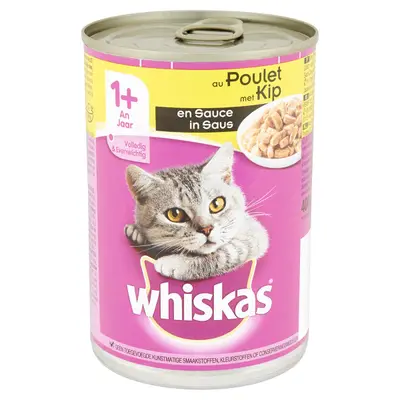 Whiskas Blik Adult Kattenvoer in Saus 400gram Kip bij Discus