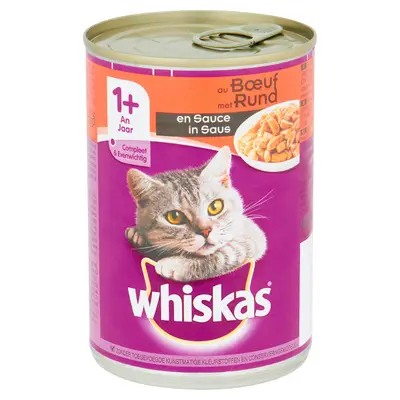 Whiskas Blik Adult Kattenvoer in Saus 400gram Rund bij Discus