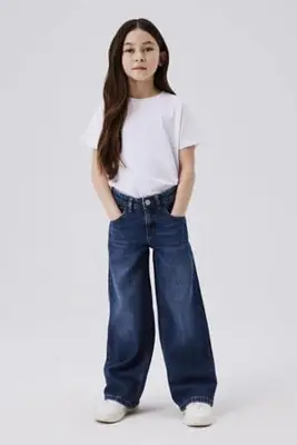 wide leg jeans NKFROSE dark blue denim bij Wehkamp