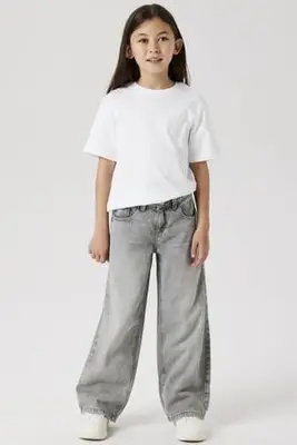 wide leg jeans NKFROSE light grey denim bij Wehkamp