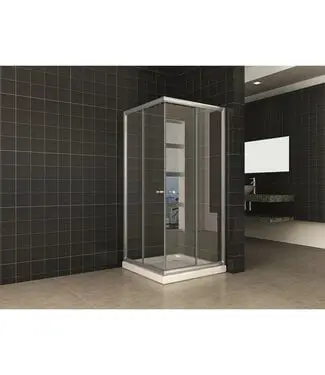 Wiesbaden Douchecabine 90x90 cm Eco Chroom Vierkant Schuifdeur Hoekinstap bij Sani4Comfort