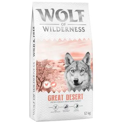 Wolf of Wilderness Adult 'Great Desert' Hondenvoer met Kalkoen - Graanvrij 12 kg: Nieuw Recept bij Bitiba