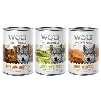 Wolf of Wilderness Hondenvoer 6 x 400 g Mix III (Wild Zwijn, Kip, Lam) bij Bitiba