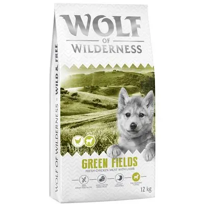 Wolf of Wilderness Junior ''Green Fields'' Hondenvoer met Lam - Graanvrij 12 kg: nieuw Receptuur bij Bitiba