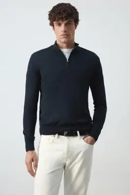 wollen relaxed fit gebreide trui - marineblauw bij Wehkamp
