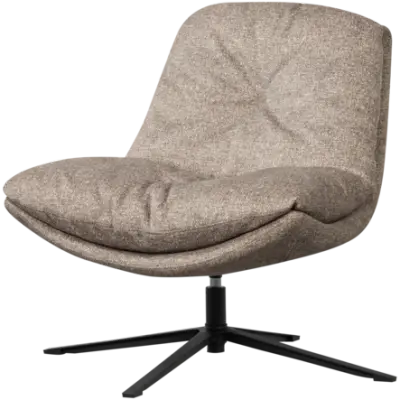 WOOOD Arve DraaiFauteuil - Bedrukte Stof - Naturel Melange - 86x82x87 bij fonQ