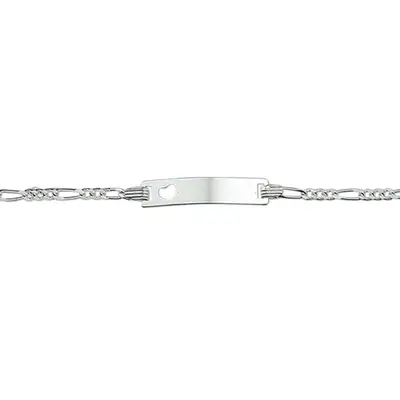 Zilveren Graveerarmband Hart Figaro Plaat 4,2 mm 9 - 11 cm 1327365 bij Juwelier van Dam