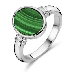 Zilveren zegelring malachiet ovaal bij Zilver.nl